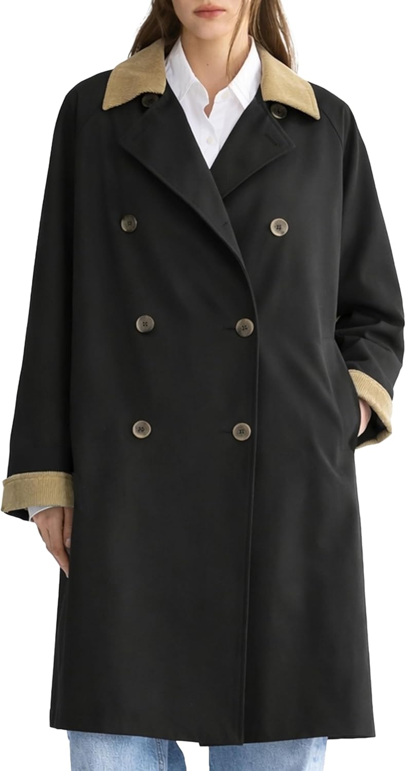 Orolay Women's Oversized Double Breasted Trench Coat Casual Barn Jacket Windproof Outerwear for Spring Fashion