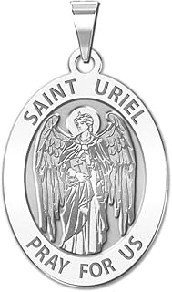 PicturesOnGold.com Saint Uriel - Oval Religious Medal - 1/2 X 2/3 Inch Size of Dime, Sterling Silver