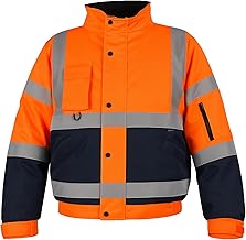 Step Ahead Mens Hi Vis Waterproof Bomber Jacket – EN20471 Certified Safety Workwear – Two Tone Reflective Jacket for Construction, Warehouse & Utility Use