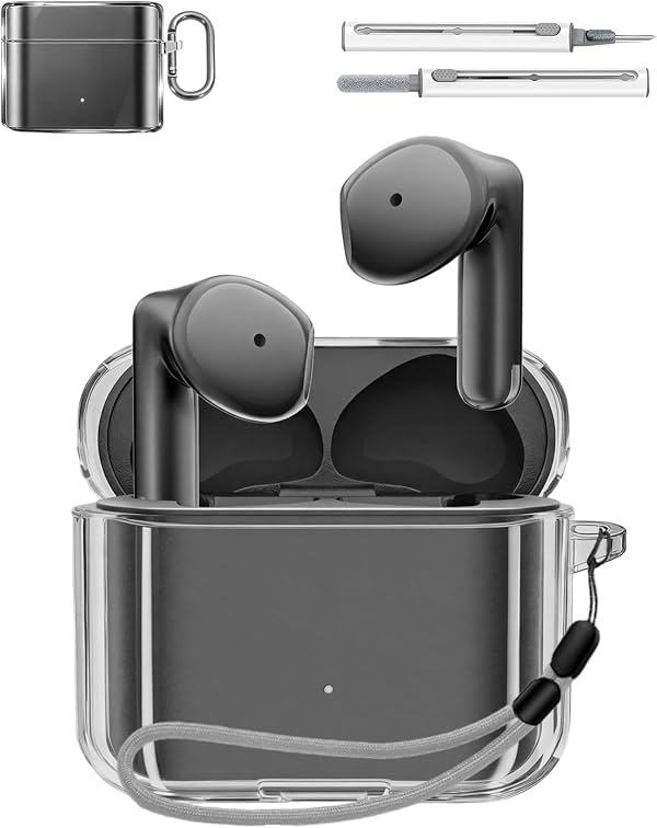 para ROSESELSA budsfeel MK2 Funda con Kit de Limpieza, Funda Protectora Transparente de TPU Suave con Llavero y Cordón, Funda de Protección Completa - Transparente