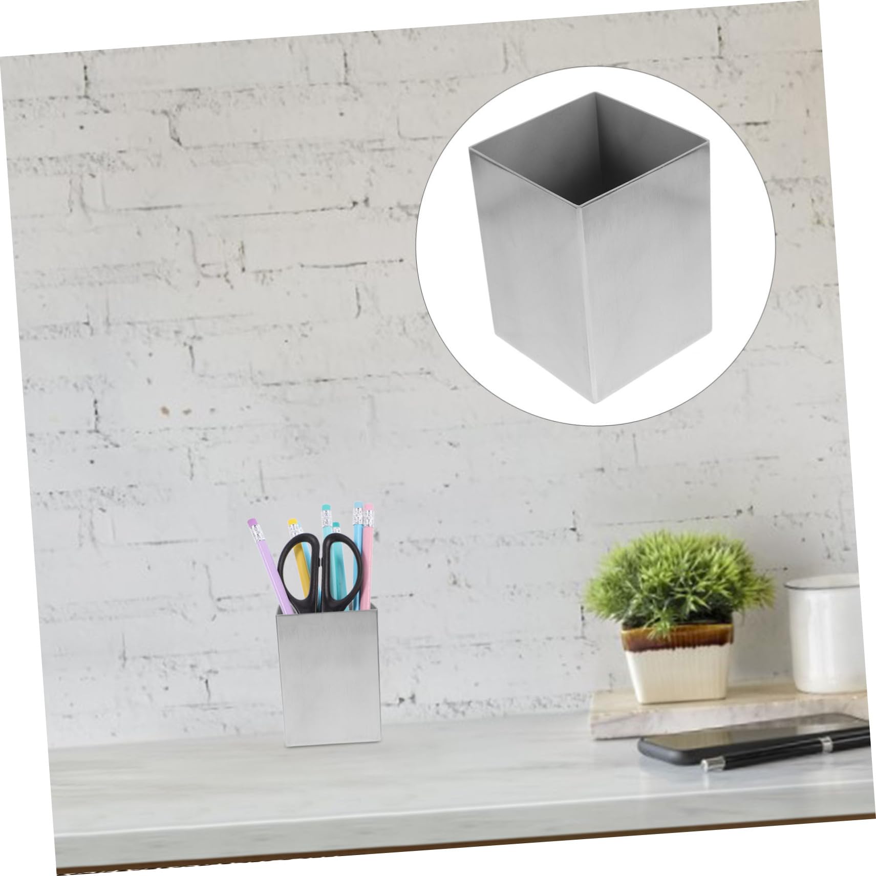 Holibanna Portapenne in Acciaio Inossidabile Spesso Contenitore per Matite Organizer da Scrivania Multifunzionale per Ufficio e Casa Capacità Ampia Portatile per Cancelleria e Piccoli