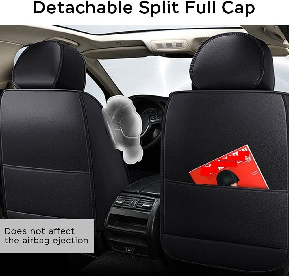 Housse Siege Voiture Universel pour Renault 5 E-Tech 2024 2025, Cuir PU Imperméable Respirant，Airbags Amis，Remplissage Épaissi, 5 Sièges(Black Yellow)