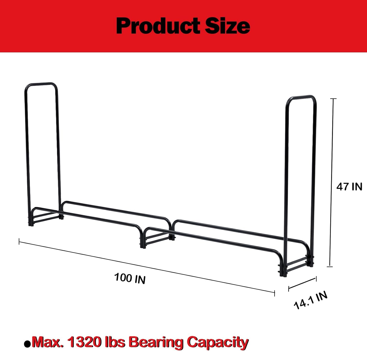 8.3 Ft Firewood Rack Outdoor with Waterproof Cover, Heavy Duty Steel Firewood Holder, 880 Lb Capacity, 1/2 Cord, Weather Resistant Wood Storage Rack for Backyard, Patio, Garden