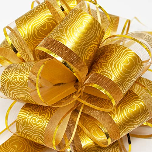 Oblique Unique® Geschenk Schleife mit Geschenkband Glänzend für Geschenke Tüten Zuckertüten zum Basteln Dekorieren Verzieren Weihnachten (Gold)