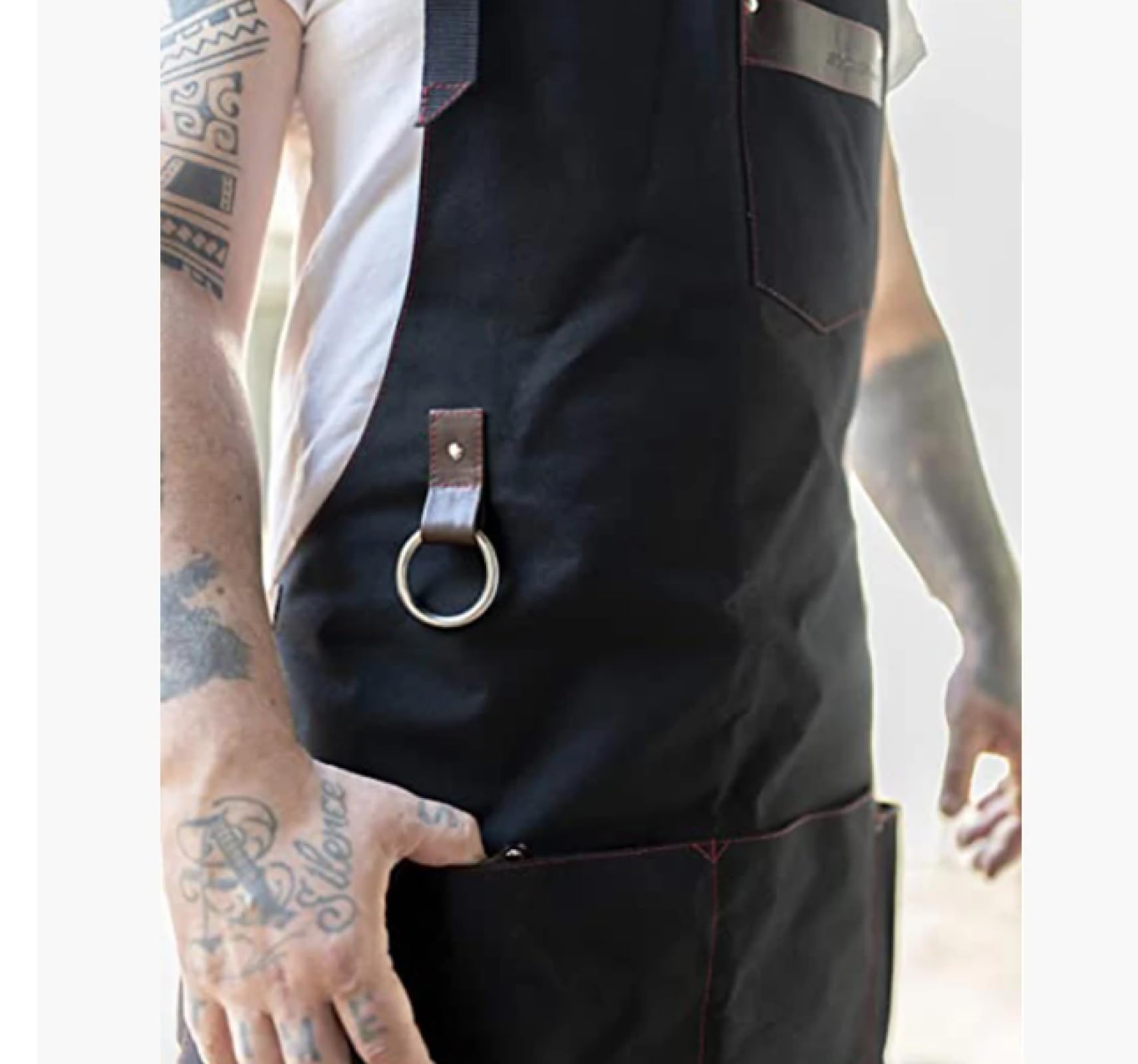 Cuisine Tablier Apron Cuisine pour Pros Chef Tablier pour Hommes Toile Cuir Père Cadeau Tablier