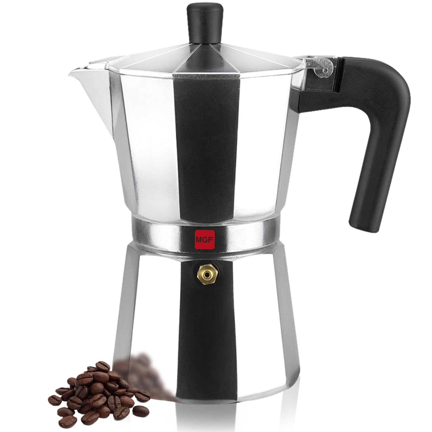 Magefesa Kenia Stovetop Espresso Moka Pot, 3-Cup/5 oz, Italian Coffee Maker for Cuban Coffee, Extra-Thick Aluminum, Heat-Resistant Handle, Safe & Easy-to-Use, Greca Coffee Maker