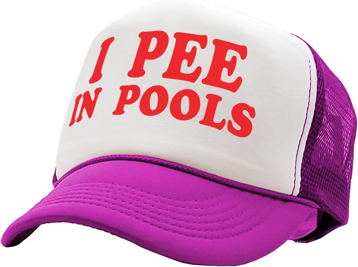 I Pee in Pools - Funny Dare Gag Gift Joke - Vintage Retro Style Trucker Cap Hat - Image 2