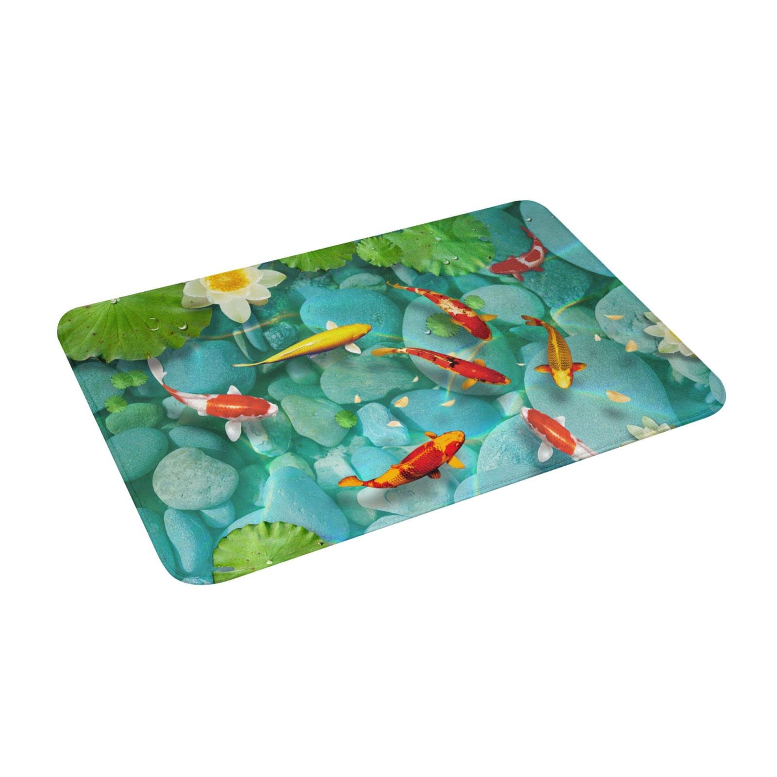 Anti-Slip Doormat Japanese Gorgeous Koi Fish Decor Carpet Front Door Mat for Bathroom,Living Room,Kitchen,Washable Rug