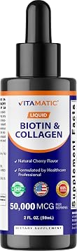 Vitamatic Liquid Biotin & Collagen 50,000 mcg, 2 fl oz 59 mL
