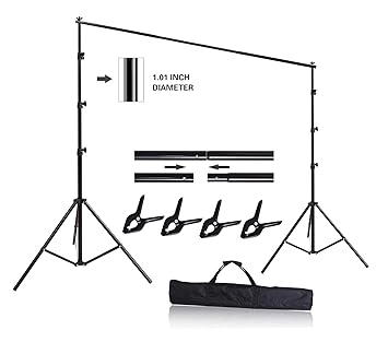 HYJ-INC 10ft x 8.5ft Adjustable Photography Backdrop Support System Photo Video Studio Muslin Background Stand Kit with Carry Bag