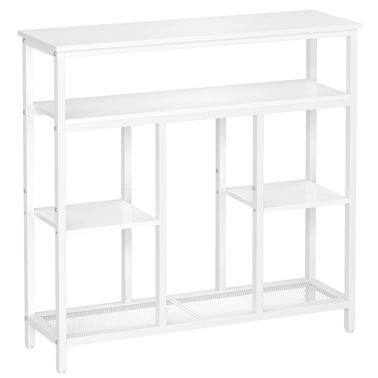 HOOBRO 4-Tier Console Table, Narrow Sofa Table for Entryway, White