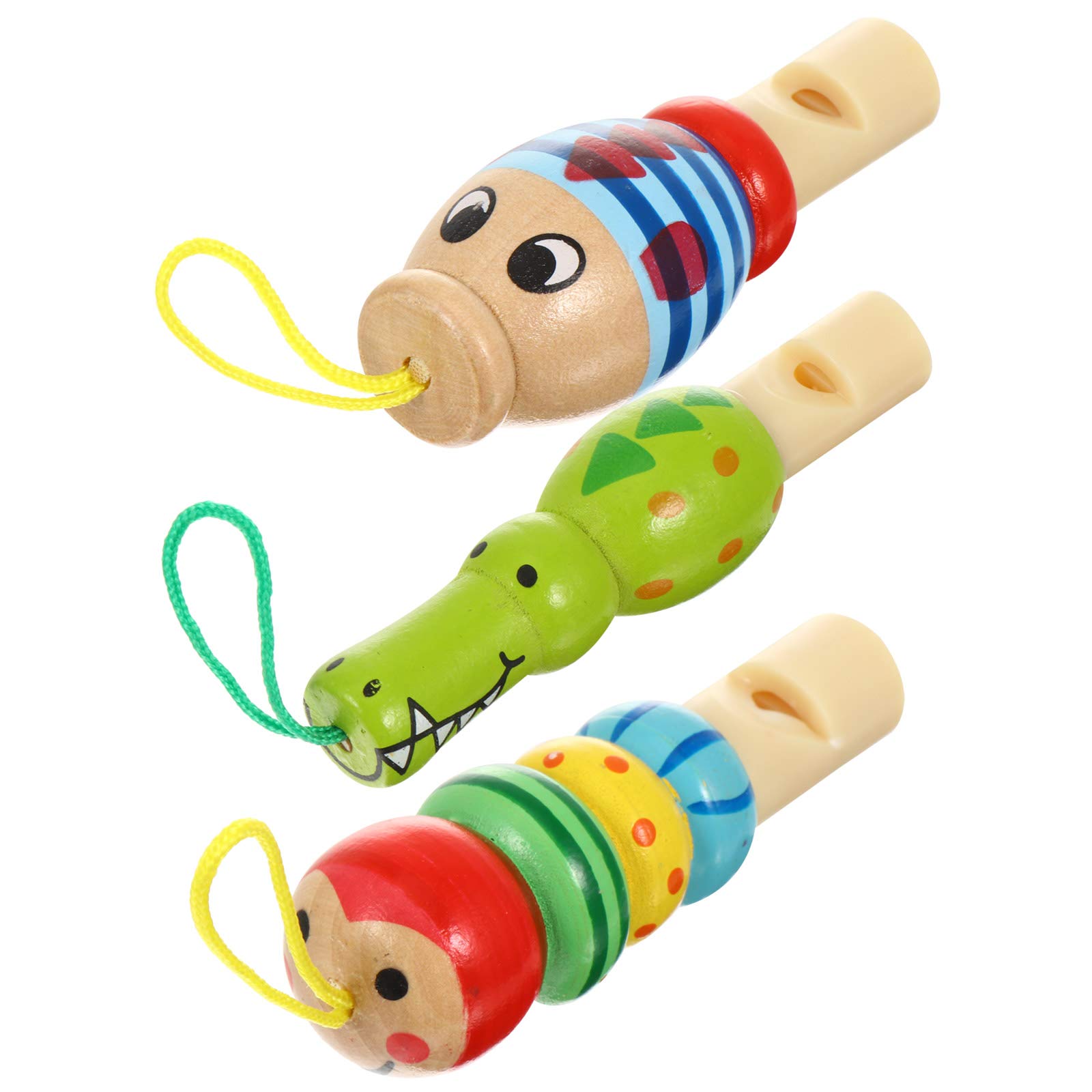 NUOBESTY 3Pcs Wood Animal Whistle Toy Set - Musical Educational Toys for Kids Cognitive Development, Hands-on Skills, and Imagination for Parties, Birthdays