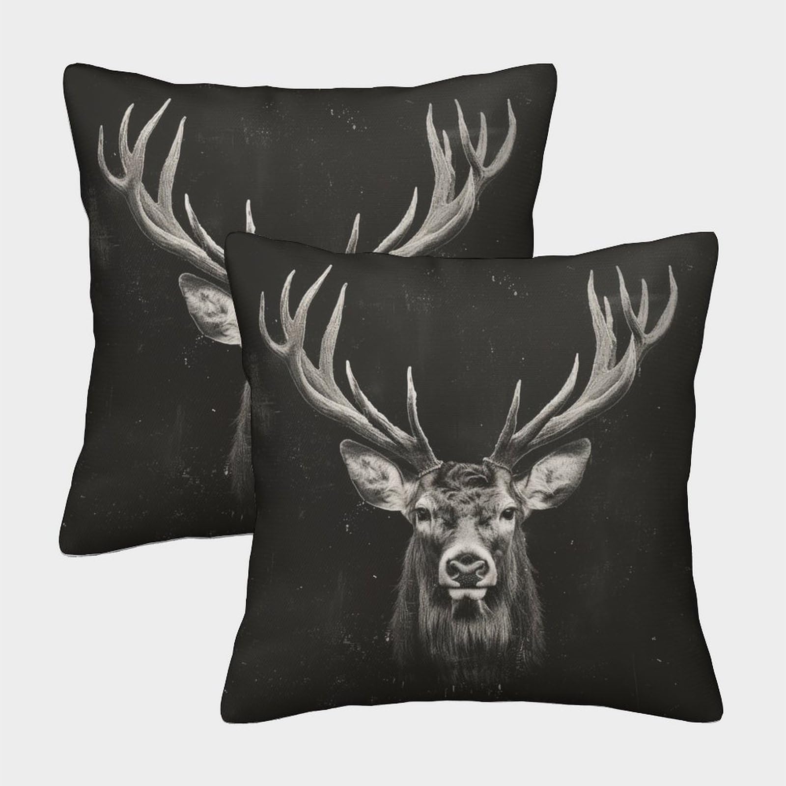 NRAOPEVVD Deer Cushion Cover 2 Pack Soft Decorative Machine Washable Pillowcases Square Cushions with Invisible Zipper Cushion Covers for Living Room Sofa Couch Bed Throw Pillow Cases 50x50cm