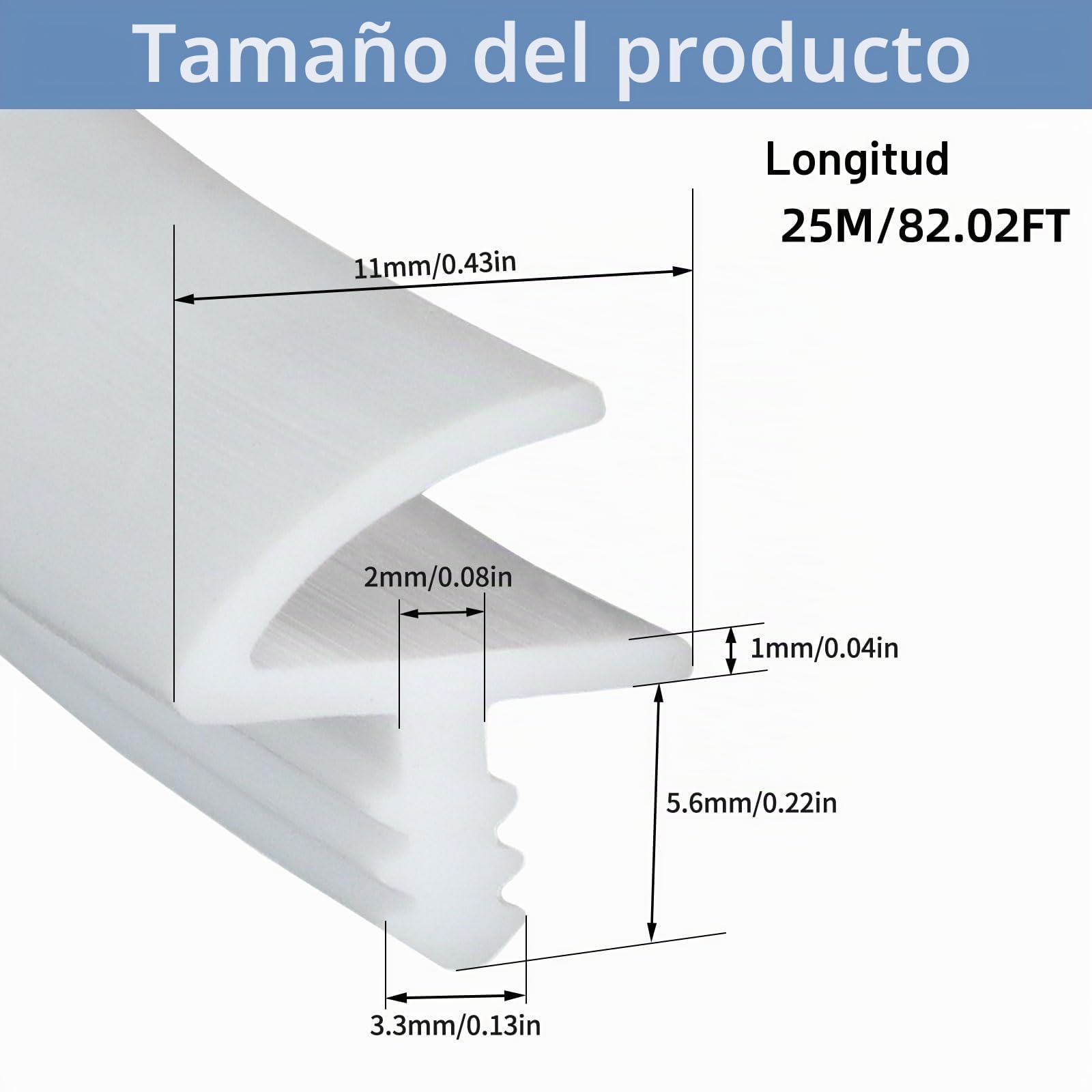 Junta para puerta, junta para puerta de habitación, perfil de sellado para puerta de madera, junta interior para aislamiento acústico y prevención de colisiones, para ranura de 3,3 mm y