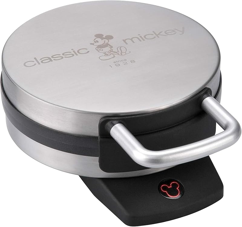 Disney DCM-1 Classic Mickey Waffle Maker, acero inoxidable cepillado | Gofrera Antiadherente de Mickey Mouse para Divertidos Desayunos Disney en Casa, Fácil de Usar con Pies Antideslizantes