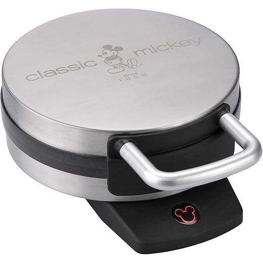 Disney DCM-1 Classic Mickey Waffle Maker, Brushed Stainless Steel,Silver,7 inch waffle