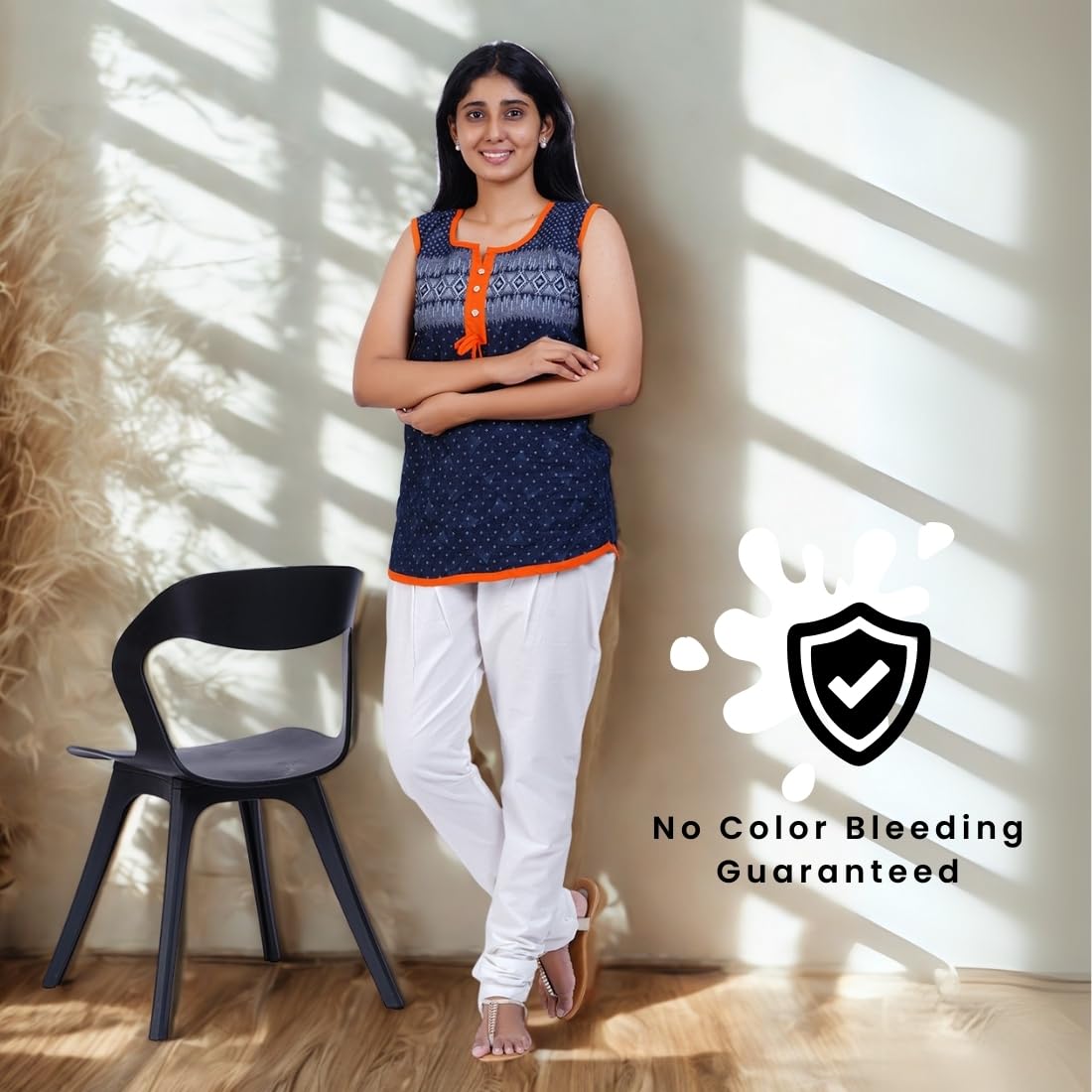 Happy Bunny Women’s Cotton Gathering Churidar Pants - Ethnic Gathereing Ankle, Drawstring Waist Bottoms for Kurtas, Office, Party, Casual Clothing (LG, Blanco White) - Image 6 thumbnail