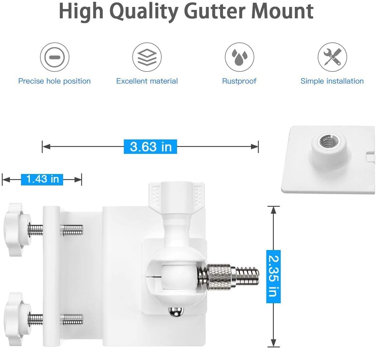 Gutter Mount for Ring Solar Panel - OkeMeeo Outdoor Mount Compatible with Ring and Arlo Solar Panel for Maximum Sunlight, White,1 Pack(Not for Super Panel)