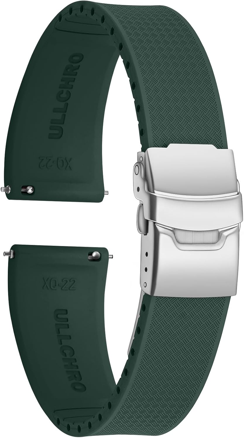 ULLCHRO Silicone Watch Band Quick Release Strap FKM Waterproof Watch Bands for Men 20mm 22mm Replacement Strap Sport Rubber Watchband