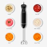 Bonsenkitchen Mélangeur de mains, mélangeur d'immersion avec 2 Vitesse de mélange, Mélangeur électrique à main Mélangeur de bâton portable avec des lames en acier inoxydable pour soupe, smoothie, purée, aliments pour bébés