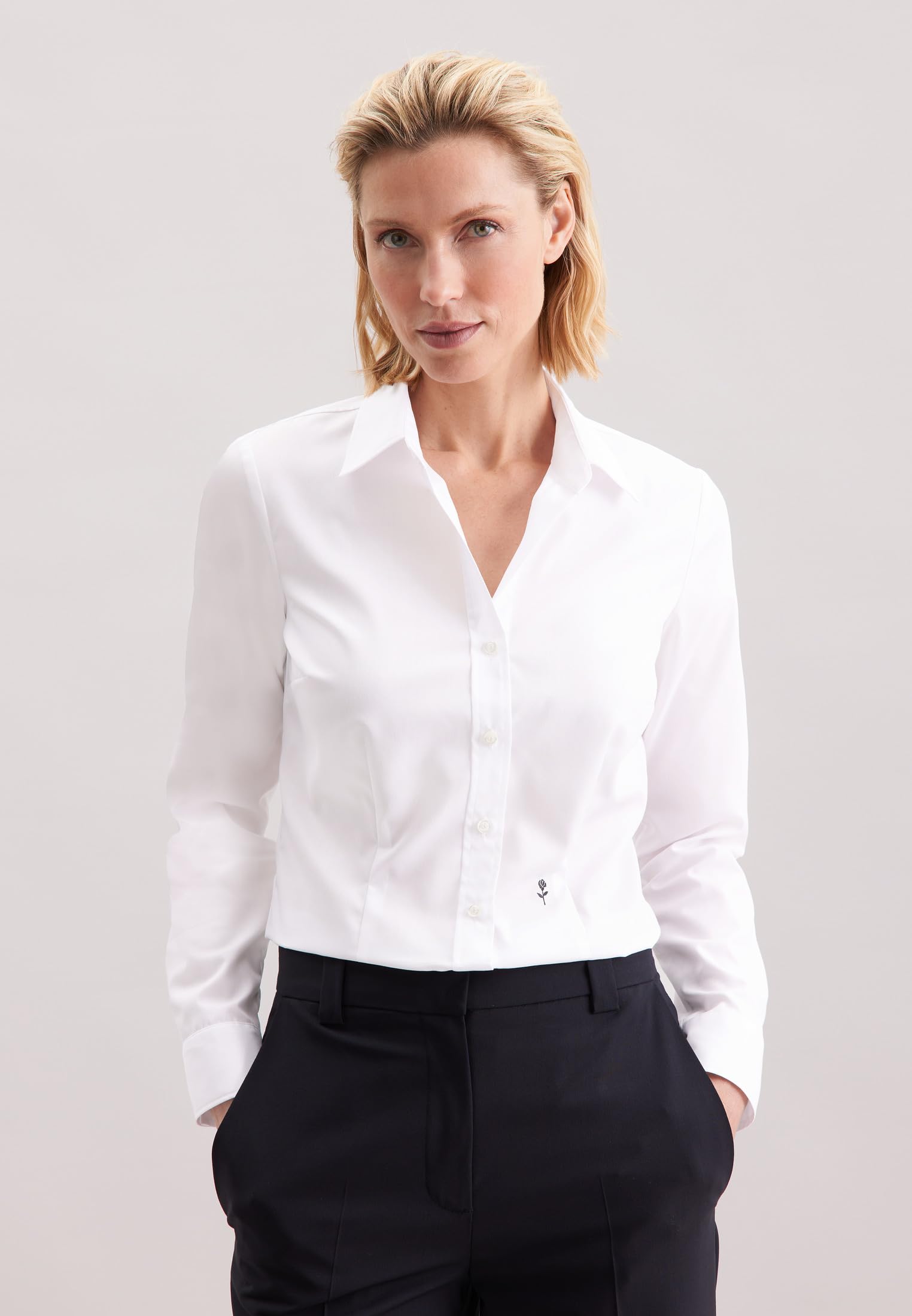 Seidensticker Damen Women Slim Longsleeve Cotton Bluse (1er Pack)