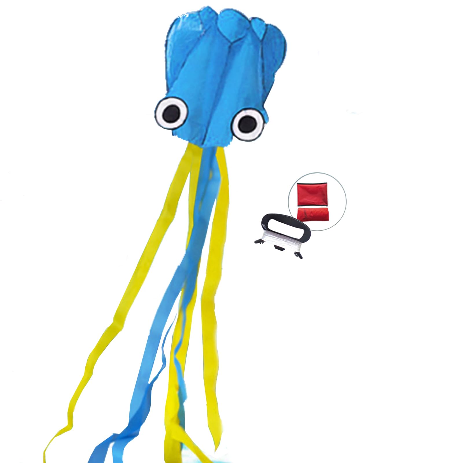ieron Large Octopus Kites 12.8ftx2.1ft with 7ft Long Colorful Tail, 3D Octopus Easy to Fly with Handle 50m/164inch String for Boys and Girls, Adults Outdoor Activities Beach Park Trip (Blue)