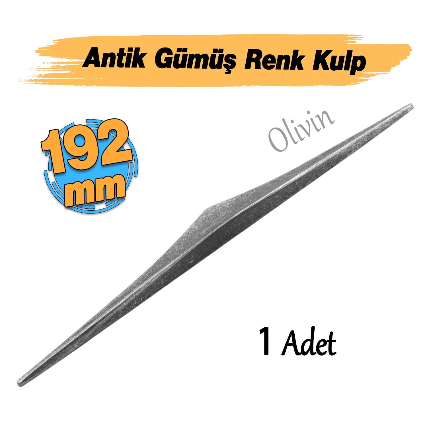Antik Gümüş Metal Kulp 192 mm - 19.2 cm Mobilya Çekmece Mutfak Dolabı Dolap Kulpları Kulbu Kulpu