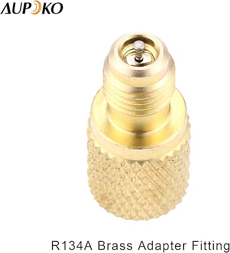 Miniatura 3 de Adaptador de latón R134A, adaptador de tanque refrigerante hembra de 1/4 "macho a 1/2" hembra con núcleo de válvula, se adapta al sistema