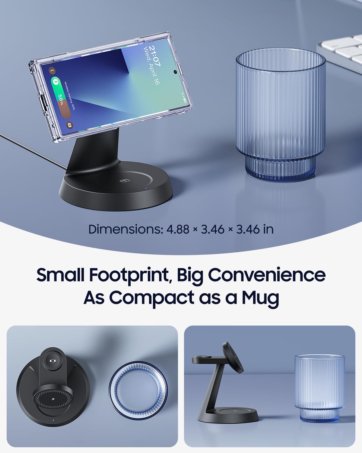 Caricabatterie wireless 3 in 1 per Samsung, stazione di ricarica magnetica compatibile con MagSafe Samsung Charger per Galaxy S25 Ultra S24 Z Fold7/Flip7, supporto caricabatterie orologio per Galaxy