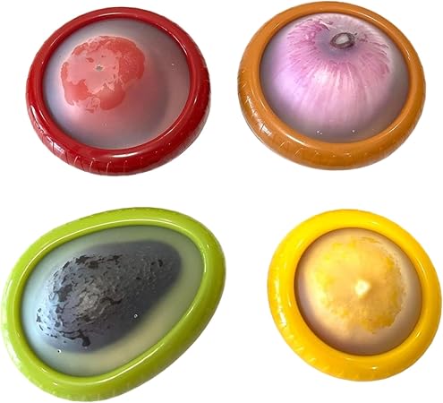 JXYT Avocado Saver and Tomato Holder, Set of 4 Silicone Fruit Vegetable ...
