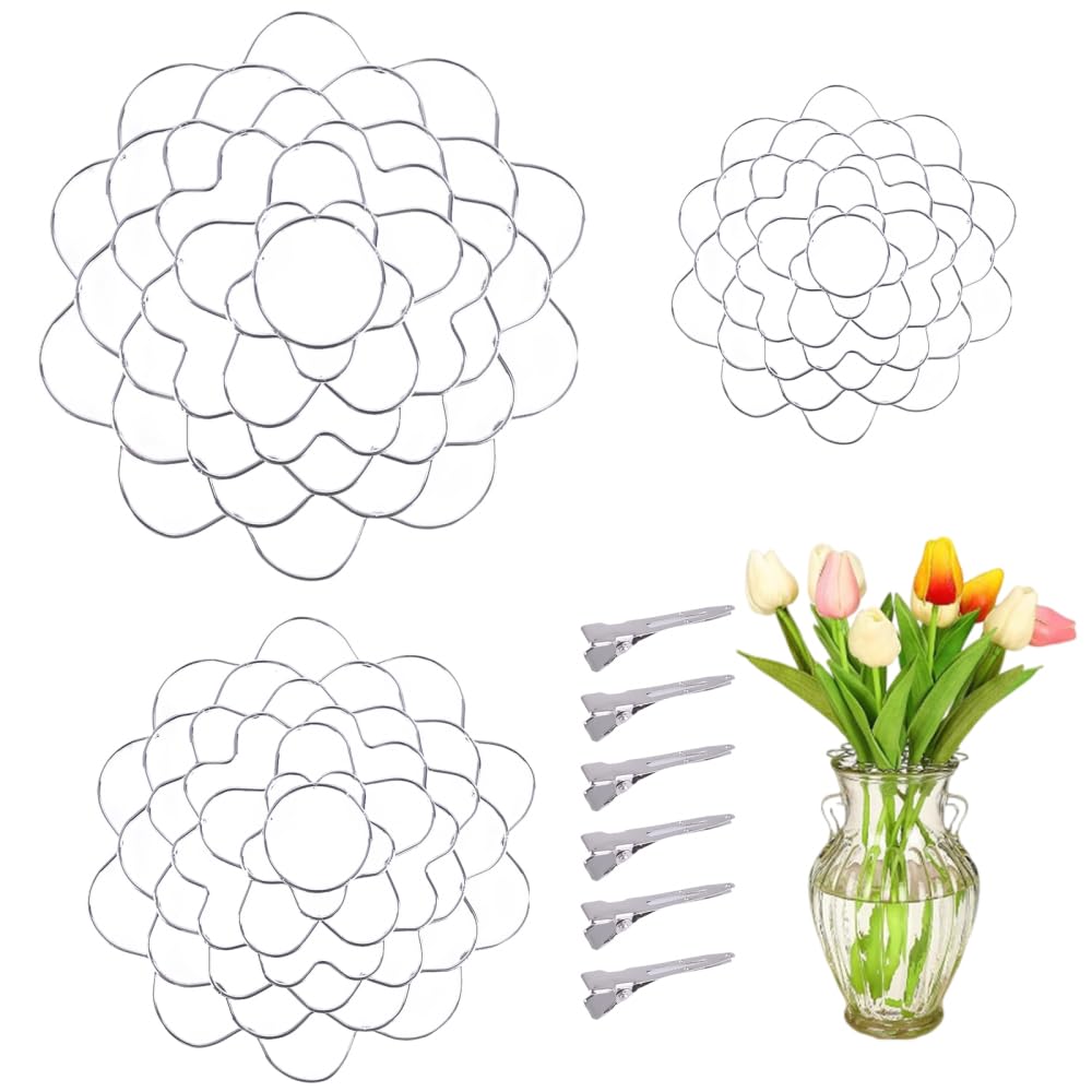 Flower Arrangement Holder, 3PCS Stainless Steels Flower Arranger Reusable Flowers Grid for Floral Stems Vase Plant Flowers Fixation