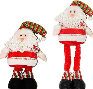 عروسة من القطيفة المحشوة بشكل شخصية سانتا كلوز مع ارجل قابلة للسحب، 2×1، قماش، الهالووين، أحمر