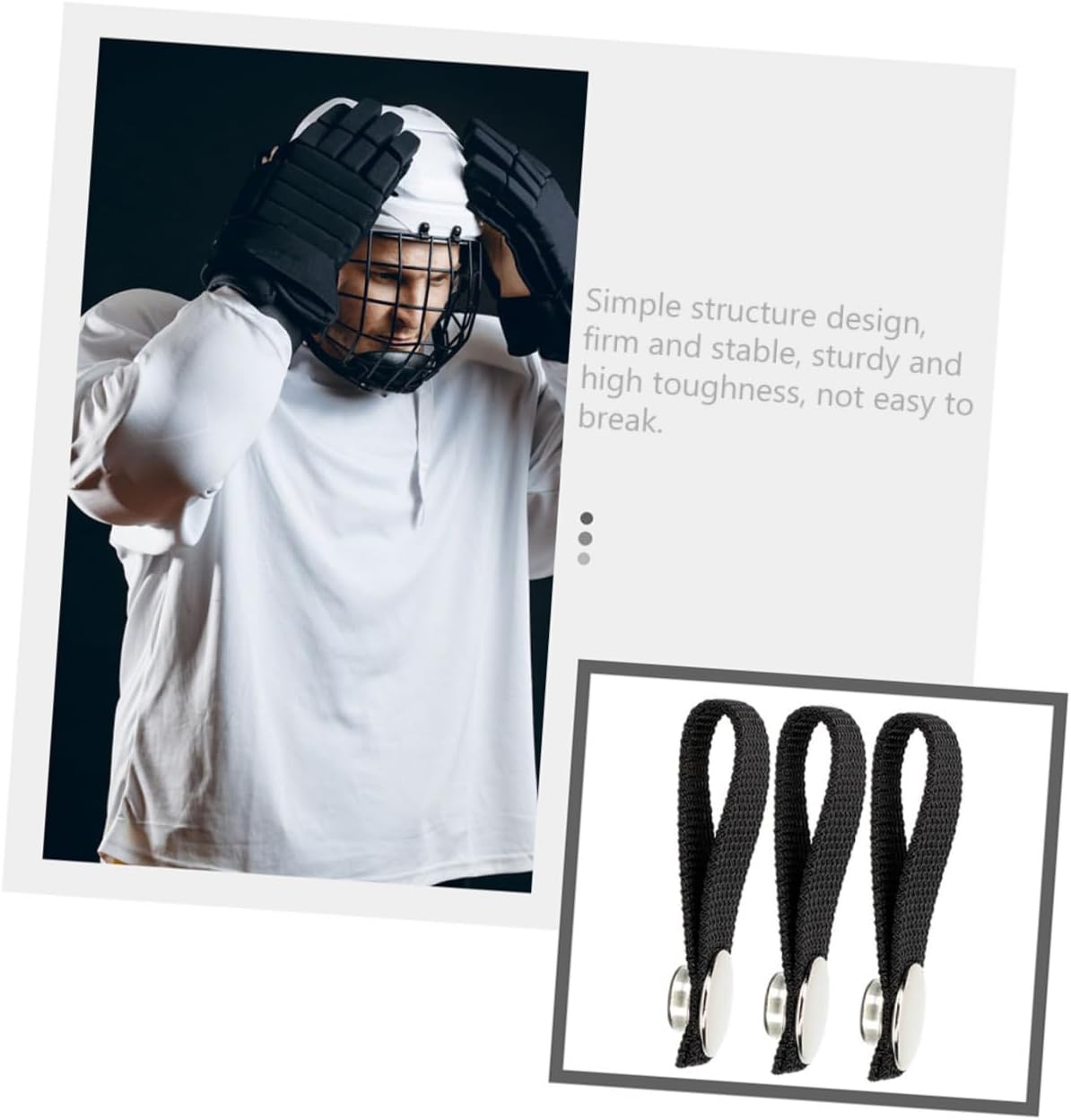 GARVALON 3pcs Hockey Helmet Chin Strap Replacement Hard Chin Strap for Hockey Helmet Safety Comfort Fit