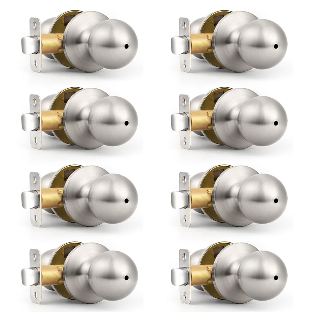 Probrico Brushed Nickel Privacy Door Knobs - 5 Pack -8