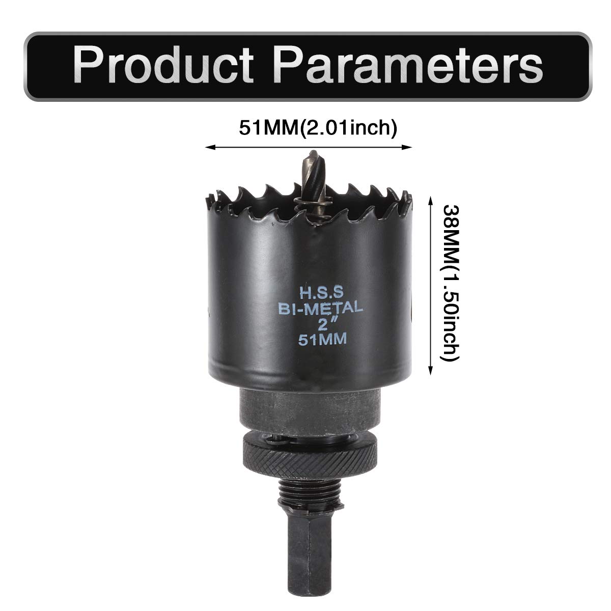 HOHXEN 51mm HSS Hole Saw,High Speed Drill Bit Hole Drilling Cutter for Cornhole Game Wood,Plastic, Drywall, Fiberboard,Thin Metal