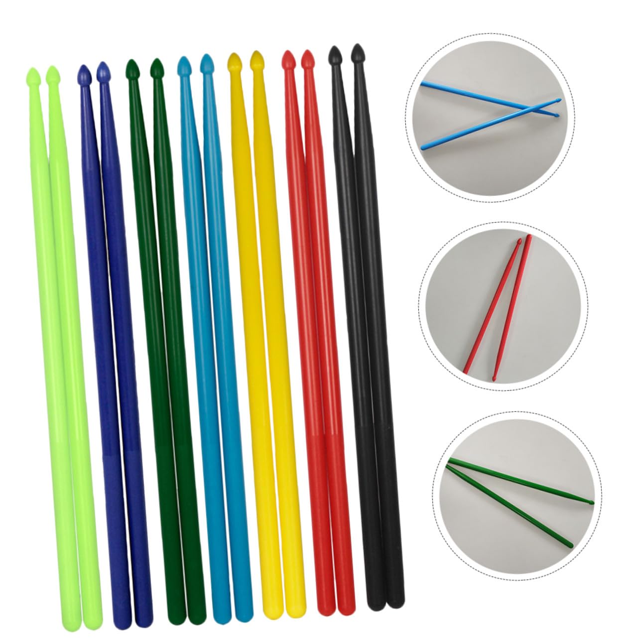 BESPORTBLE 7 Pares de Baquetas de Batería 5A de Nylon Ligeras Mango Antideslizante para Principiantes y Entusiastas en Casa o Escuela