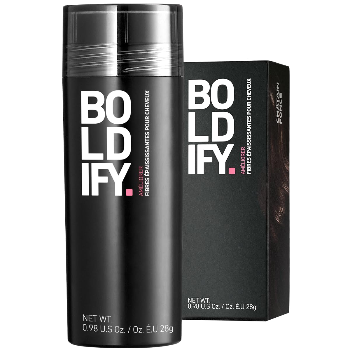 BOLDIFY Fibres Capillaires Naturelles - 28g - Poudre Densifiante Cheveux - Poudre Cheveux Pour Cheveux Clairsemés - Masque la Perte de Cheveux en 15 Secondes - Pour Femmes et Hommes (Marron Fonce)