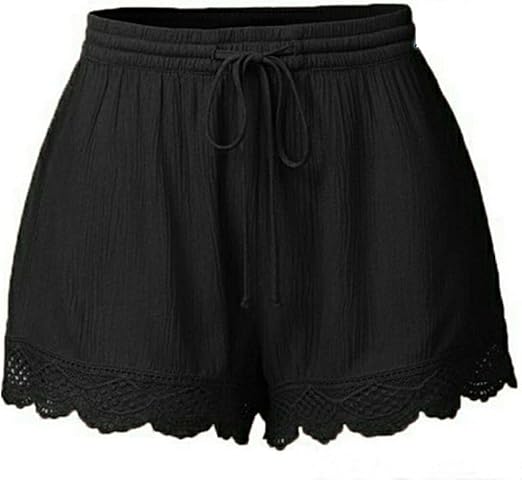 WSLCN Womens Shorts Casual Summer Elastic Waist Loose Bermuda Light Jersey Short at Amazon Women 