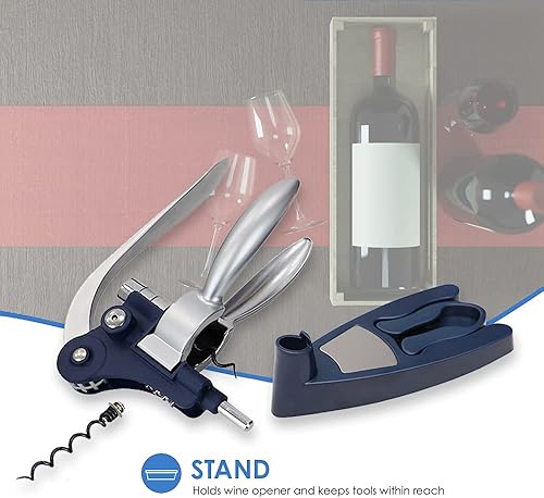 Miniatura 6 de MichaelGraves Rabbit - Abridor vertical de botellas de vino con palanca, base de sujeción, sacacorchos extra largo y removedor de papel de aluminio