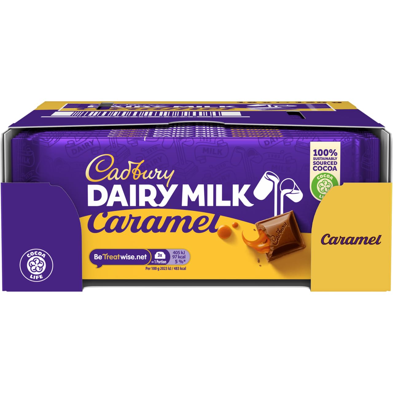 Cadbury Dairy Milk Caramel Chocolate Bar, Creamy Dairy Milk and Golden Caramel, 120g By COUGAR - (Imported-UK)-image-32