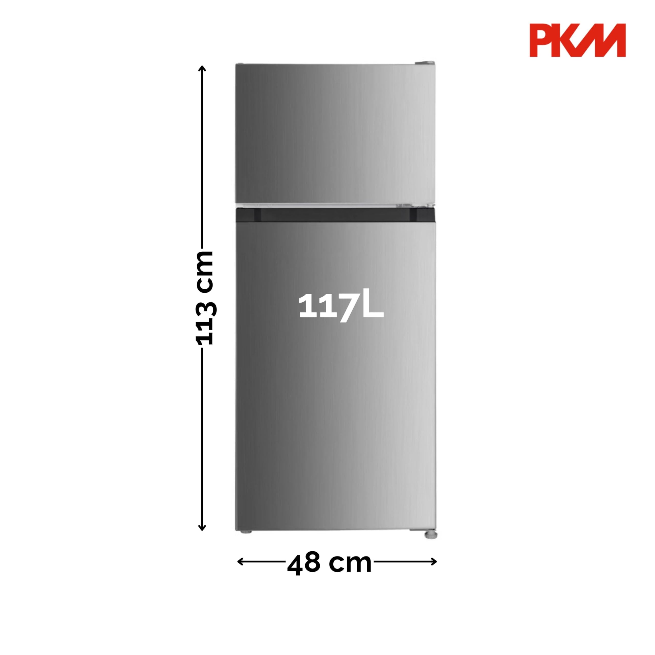 PKM GK126EIX Kühl- Gefrierkombination | Freistehend | 117 Liter Nutzinhalt | 4 Sterne Gefrierfach | Inox Design | Wechselbarer Türanschlag | 40 dB | 48 cm Breite