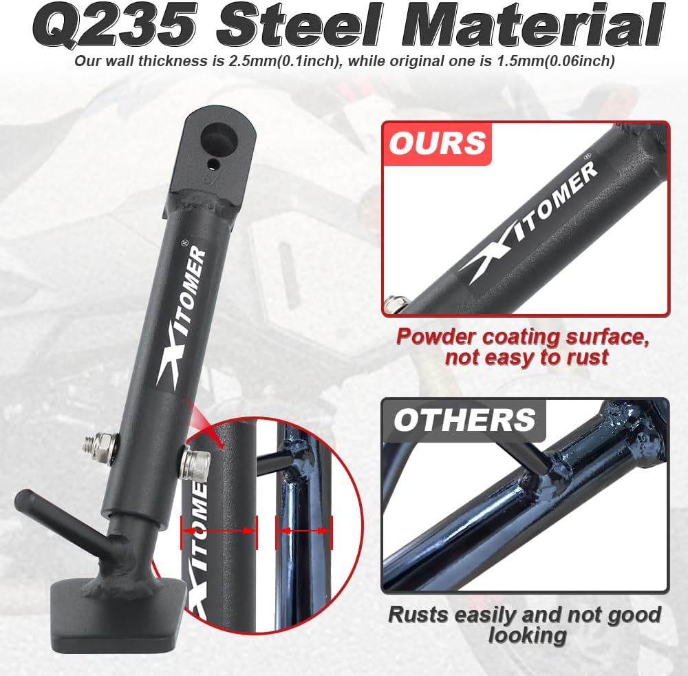 Xitomer 0-2.5'' Adjustable Kickstand Fit for Grom MXS125 2017-2025 Grom, Monkey 125 2019-2025, Foot Side Support Motorcycle Kickstand Side Stand