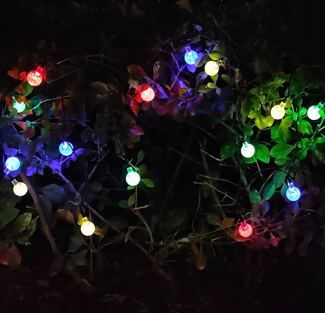 Solar-Lichterkette, 6 m, 30 LEDs, 8 Modi, Solar-Lichterkette, wasserdicht, Globe, für draußen, Hinterhof, Terrasse, Urlaub, Garten, Hochzeit, Party, Weihnachtsdekoration Mehrfarbig