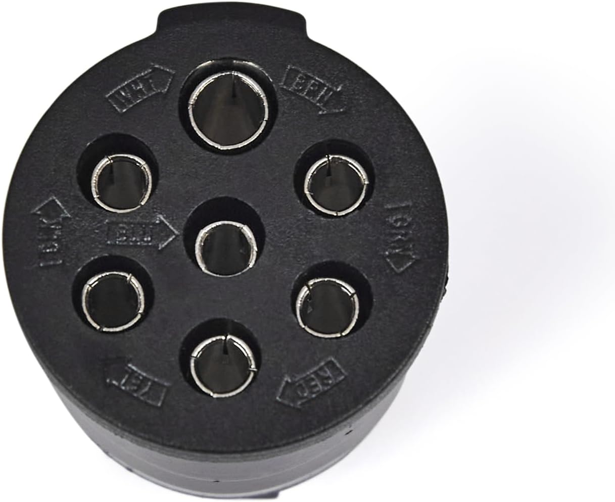2 Pcs Trailer Side 7-Way Round Wiring Harness Socket with Spring Guard - 7 Pin Trailer-Side Wiring Harness Connector
