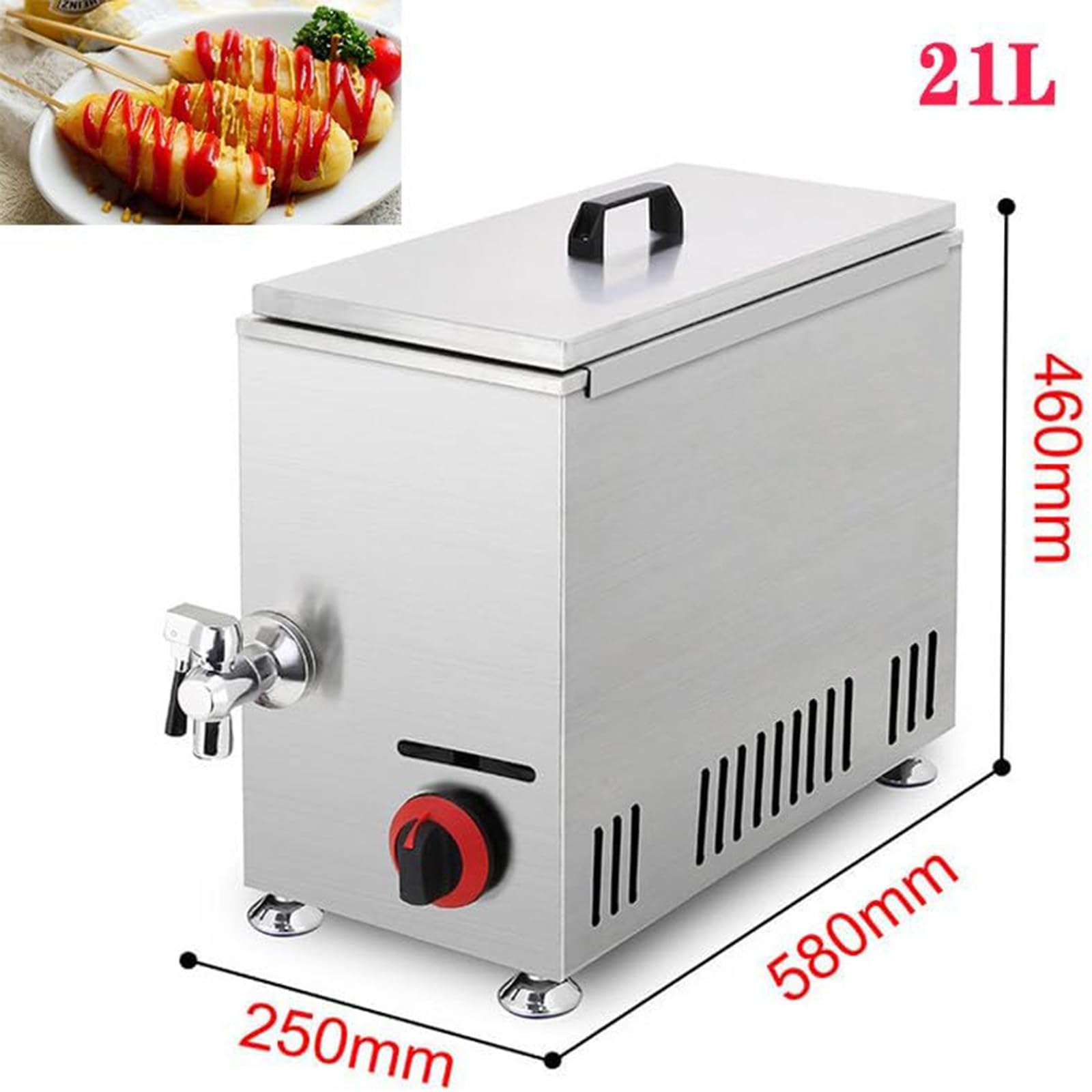 Friggitrice elettrica Professionale da 21 Litri in Acciaio Inox, Macchina per Hot Dog e Formaggio, 12 Pezzi, Attrezzatura per friggere, Ideale per ristoranti, cucine domestiche e Snack Bar.