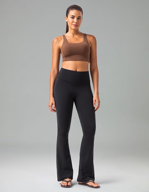 Colorfulkoala No Front Seam Flare Leggings Dreamlux High-Waisted Workout Yoga Pants for Women 27.5/ 29.5/ 31.5 Inseam