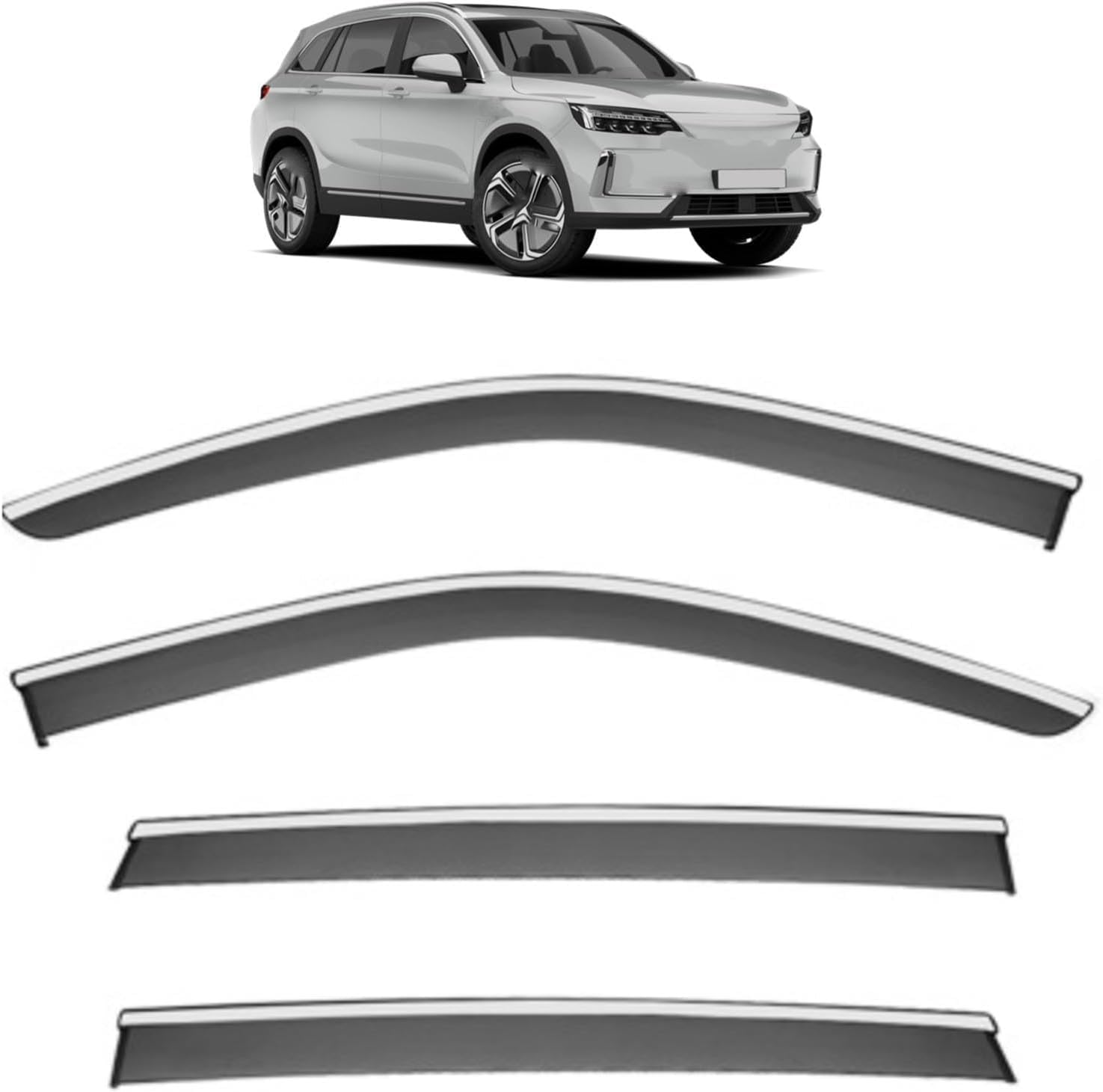 liufangfc Wind Deflectors for Frigate Ariel 8 MK1 2021-2024 – 4pc Tape-On Smoked Visors, Weatherproof, Anti-Salt/Snow, Low-Noise