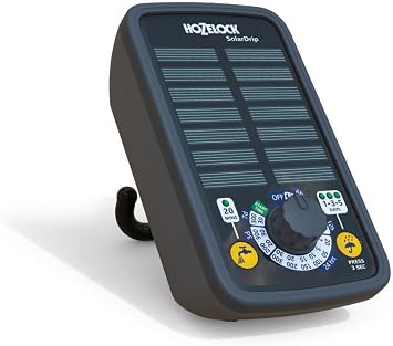 HOZELOCK - Solar Select Controller, Solar-Powered Automatic Watering Kit for Up to 20 Pots, Drip Irrigation System with 20m Hose, 13 Preset Programs, Manual Watering, and Rainwater Compatibility