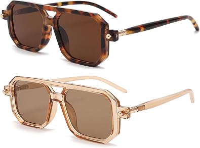 Retro 70s Aviator Sunglasses Women Men Trendy Shades Square Stylish UV400 Vintage Sun Glasses