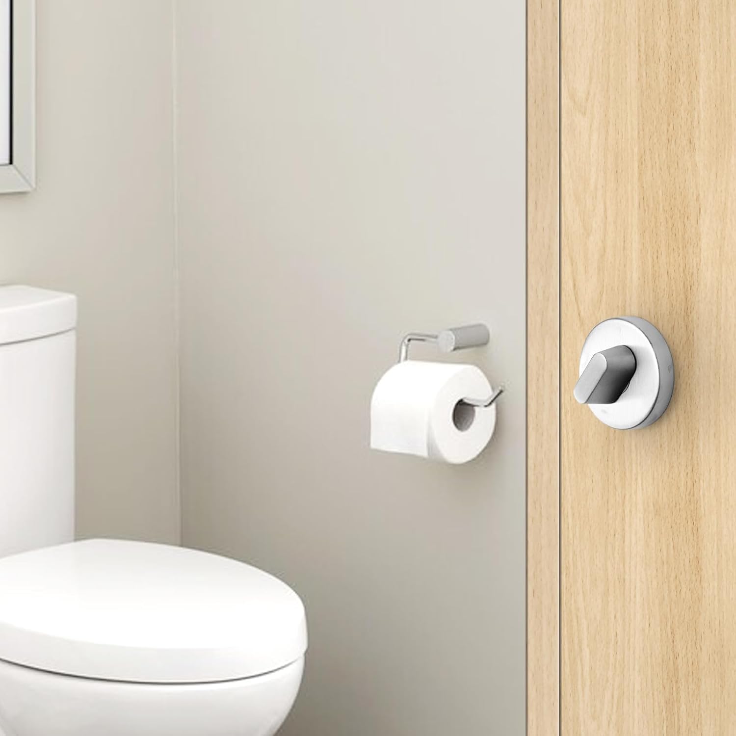 HENGBIRD Rosetta per WC con indicatore di occupazione, in acciaio inox, per porta WC, in acciaio inox, bagno